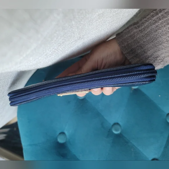 **SALE*Michael Kors Blue Wallet with Gold-Toned Label - Picture 6 of 6